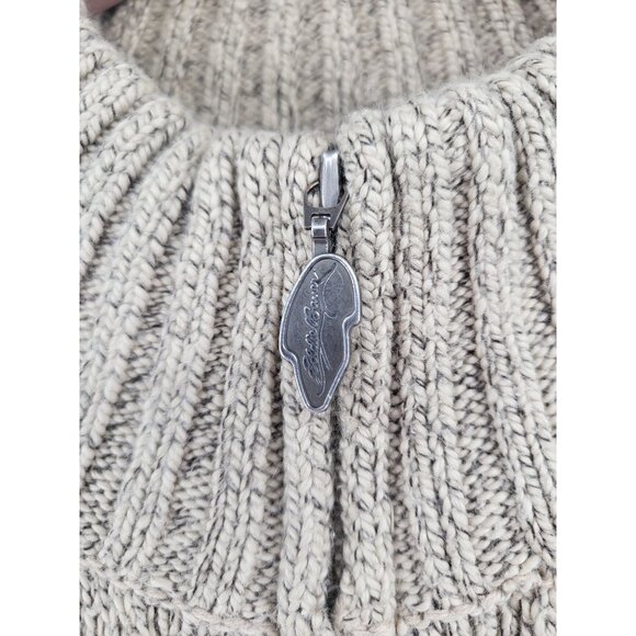 Vintage Eddie Bauer Beige Knit Full-Zip Cardigan Sweater Large Cotton Blend - Picture 2 of 7